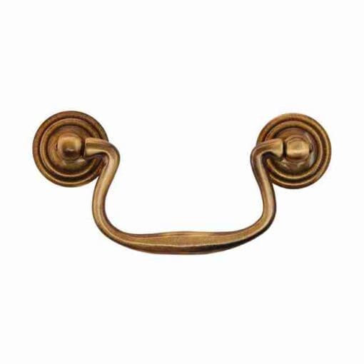 ANTIQUE BRASS FINISH QUEEN ANNE STYLE CHIPPENDALE DRAWER PULL 3 INCH CENTERS