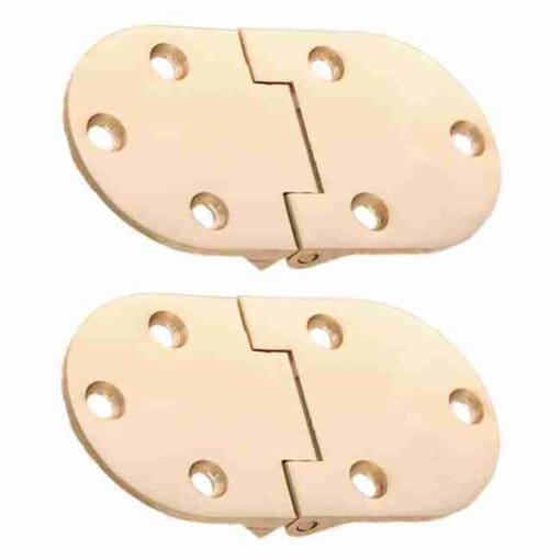 PAIR OF OVAL BUTLER TRAY TABLE HINGES 2-7/8 X 1-1/2 INCHES SOLID POLISHED BRASS BM-1545PL