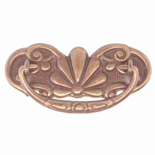 VICTORIAN DRAWER PULL IN ANTIQUED CAST BRASS 3 INCH CENTERS BM-1105AB