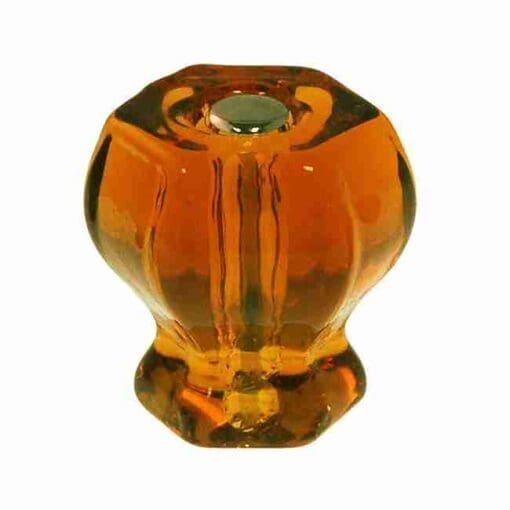 Amber Hexagon Shaped Glass Knob with Nickel Plated Bolt - BM-5272