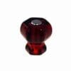 RUBY RED HEXAGON SHAPED GLASS KNOB WITH NICKEL PLATED BOLT. ONE INCH C-0324R BM-5221