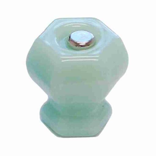 Jade Green Hexagon Shaped Glass Knob 1-1/2 Inch C-0326J BM-5173